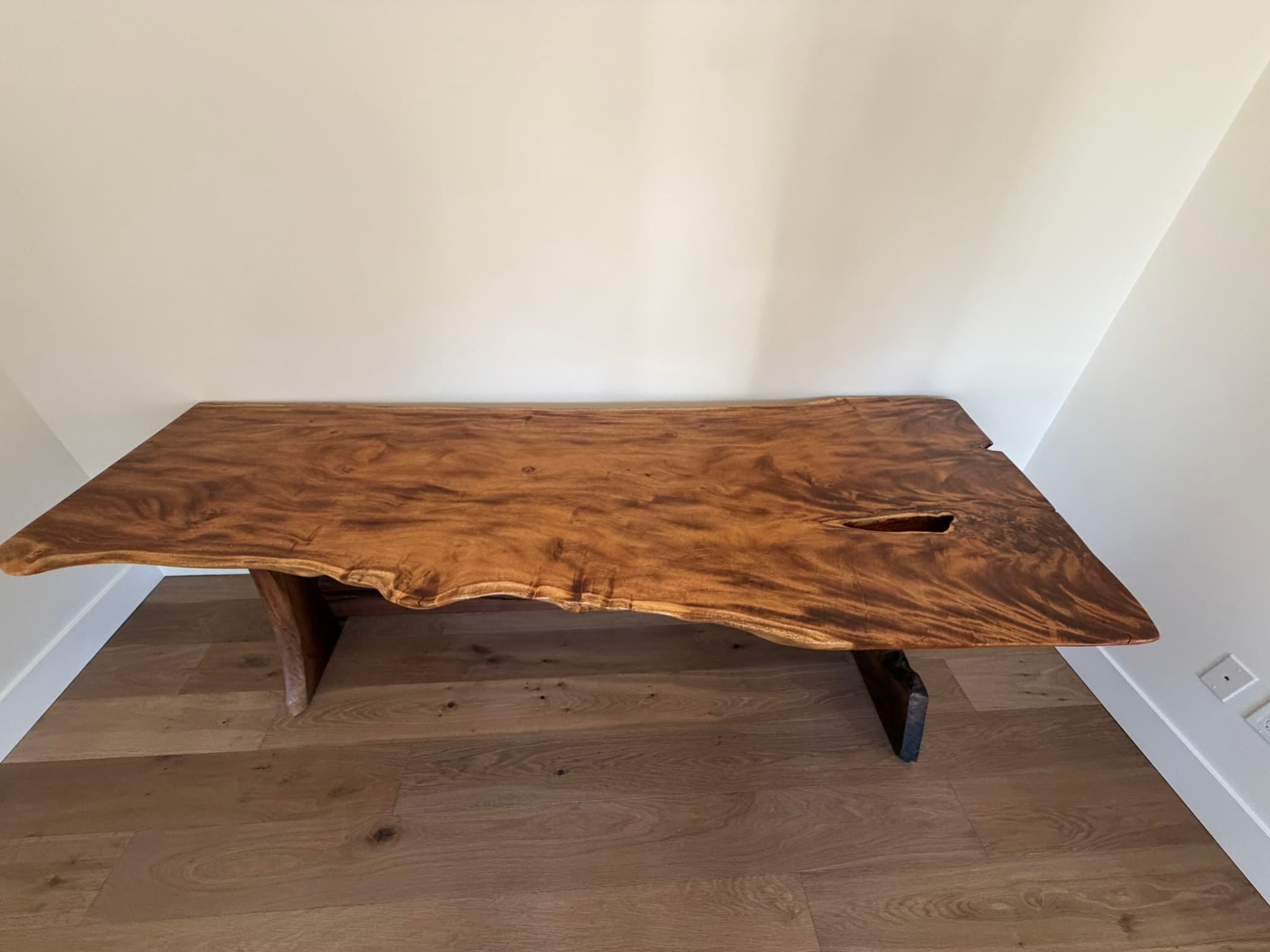 Custom live-edge walnut table